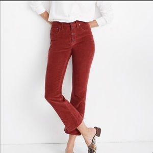 Madewell // Cali denim boot cut red corduroy pant jean